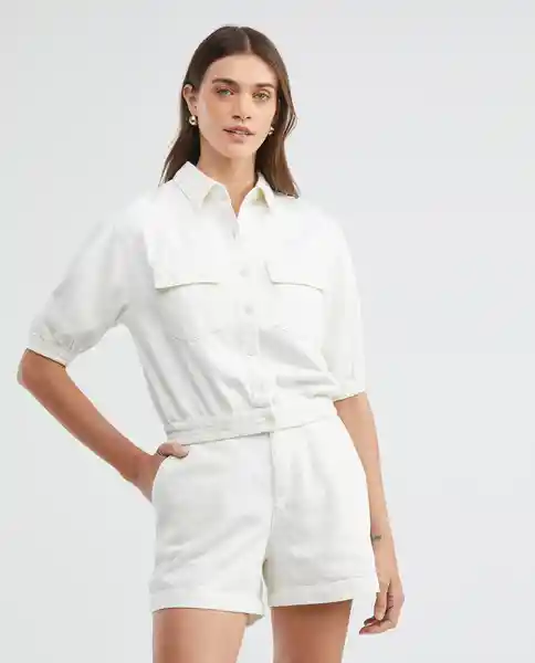 Camisa Mc Cargo Linen Crudo Prístino Claro Talla L Mujer Chevignon