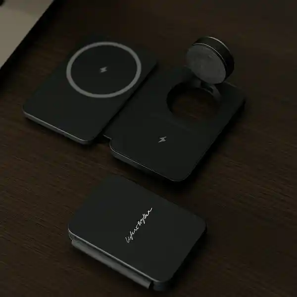 Cargador Magnético 3 en 1 Serie Life is For Fun a Negro Miniso