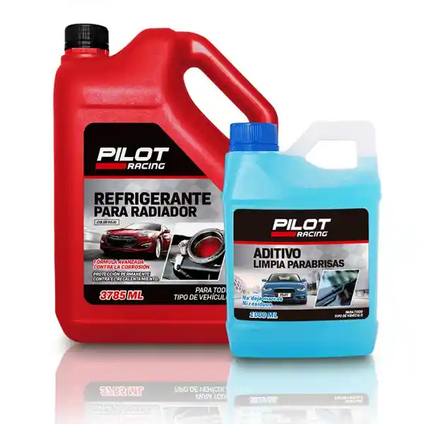 Pilot Racing Refrigerante Rojo y Limpiaparabrisas