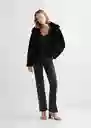 Abrigo Pelito Negro Talla 19 Teen Niñas Mango