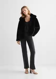 Abrigo Pelito Negro Talla 19 Teen Niñas Mango