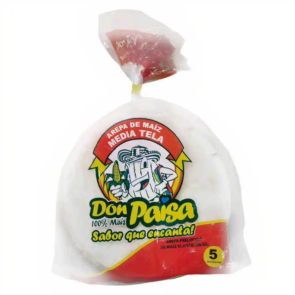 Don Paisa Arepa Mini Tela Sin Sal