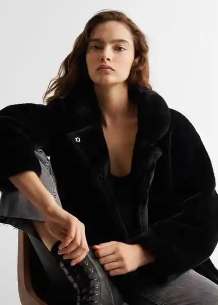 Abrigo Peluche Negro Talla 21 Mango Girl Mango
