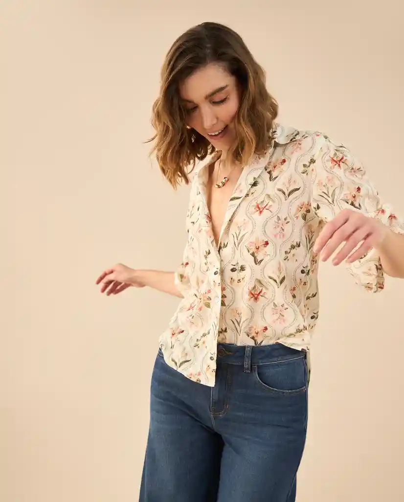 Camisa Verde Velado Medio Talla S 612G001 Esprit