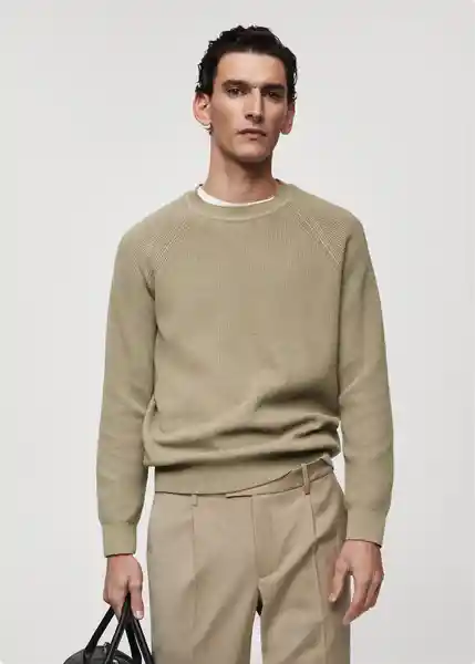 Jersey Cotton Khaki Talla S Hombre Mango