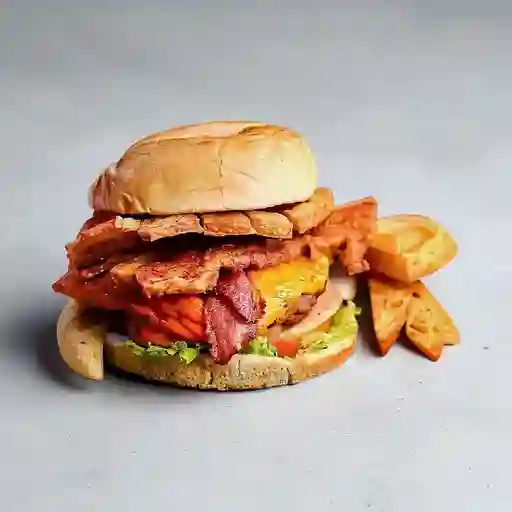 Hamburguesa Mixta Res y Chicharrón