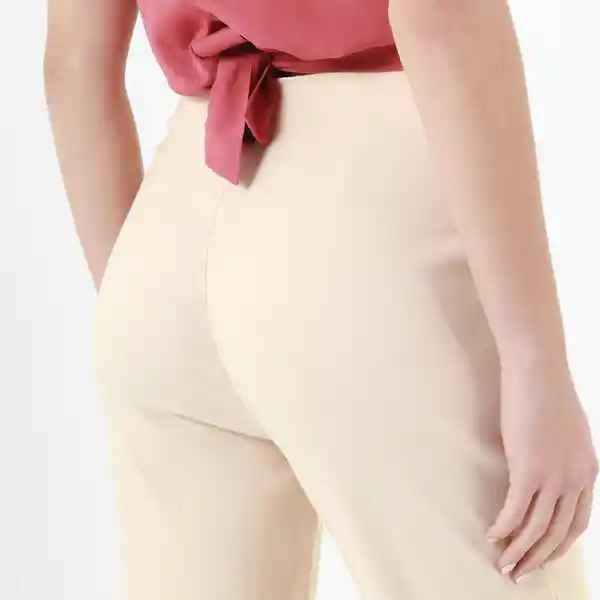 Pantalón Tiro Medio Bota Recta Beige Talla 10 - 712842