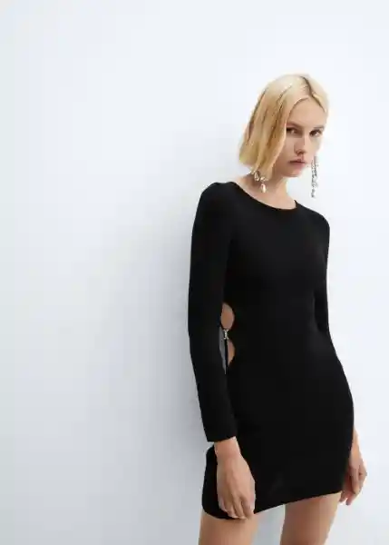 Vestido Rawy Negro Talla M Mujer Mango