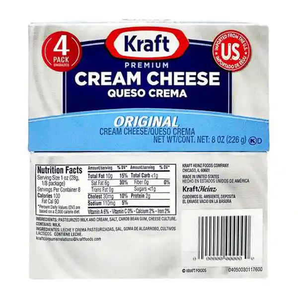 Kraft Queso Crema 4 Unidades / / 8 Oz