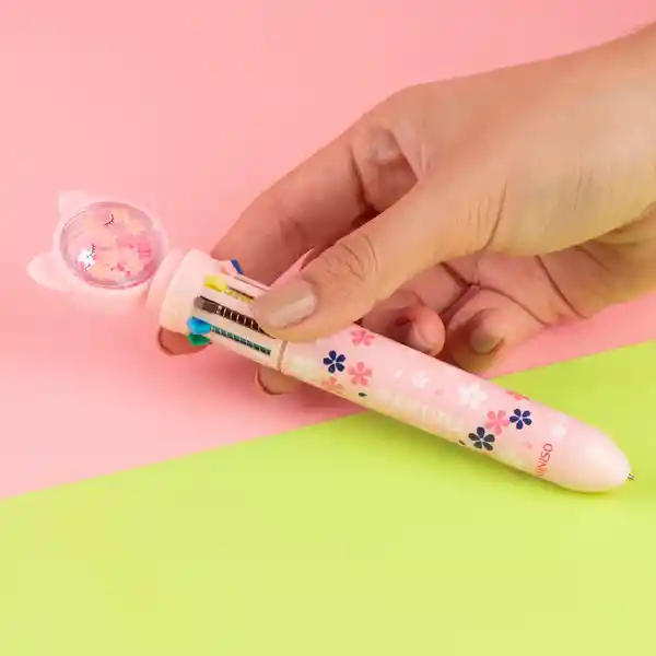 Esfero Retráctil Sakura Cat 10 Colores Miniso