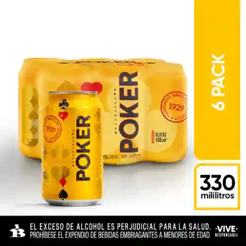 Cerveza Poker 330 Lata Sixpack
