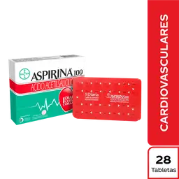 Aspirina 100 mg Ácido Acetilsalicílico Caja x 28 tab