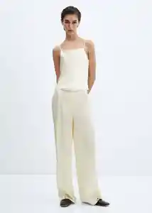 Pantalón Afri-H Offwhite Talla L Mujer Mango