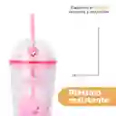 Botella de Plástico Con Pitillo Serie Loopy Rosa 600 mL Miniso