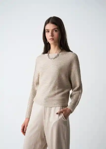 Suéter Tejido Mujer Beige Escarcha Claro Talla S 583G081 Naf Naf