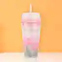 Vaso Plástico de Doble Pared Pitillo Tulip Garden 480 mL Miniso