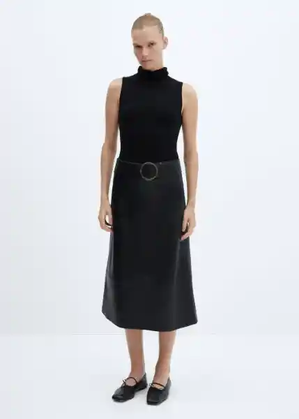 Falda Paros Negro Talla L Mujer Mango