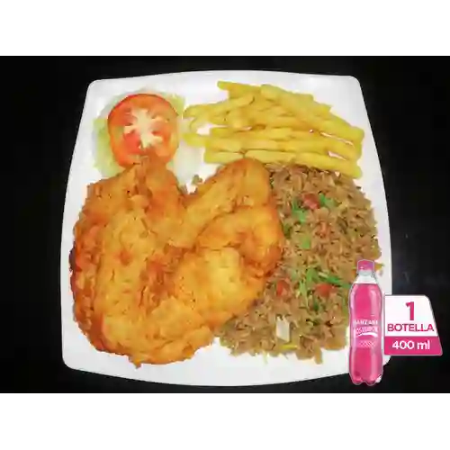 Combo Corriente c/ Pollo Frito +Postobón Manzana 400ml