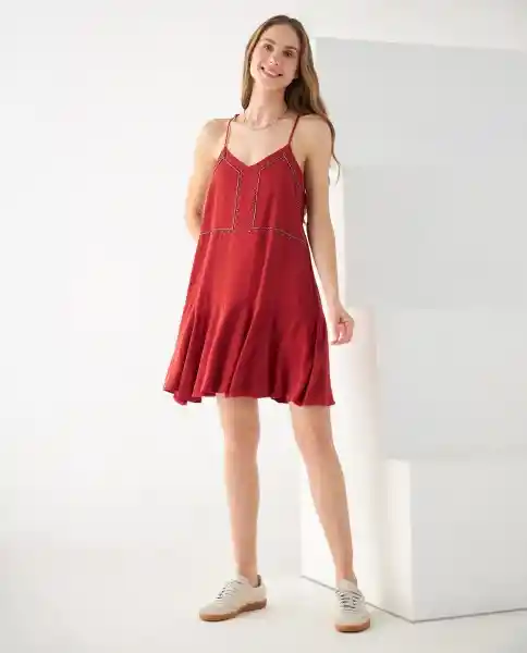 Vestido Midi Rojo Mambo Oscuro Talla L 692F090 Esprit