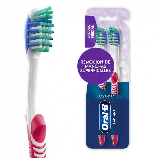 Cepillo de Dientes Remoción de Manchas Oral-B Radiant con Cerdas Interdentales 2 Unidades