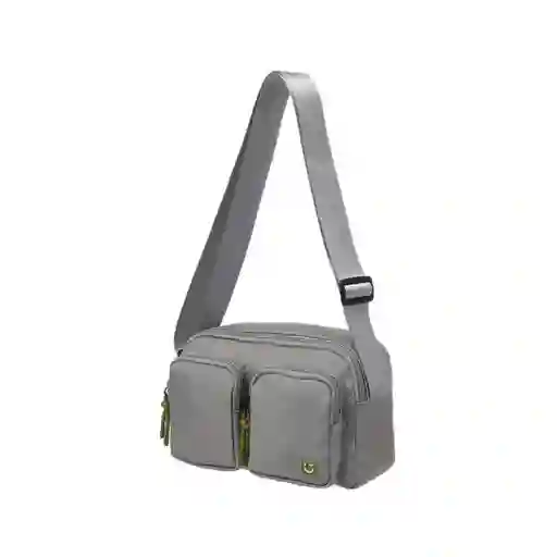 Bolso Crossbody Con Dos Bolsas al Frente Gris Claro Serie Miniso