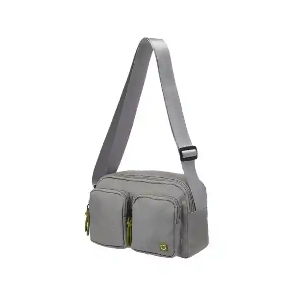 Bolso Crossbody Con Dos Bolsas al Frente Gris Claro Serie Miniso