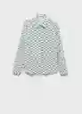 Camisa Basic Azul Talla M Mujer Mango