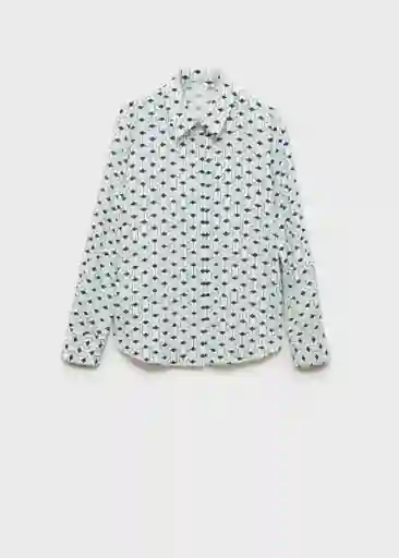 Camisa Basic Azul Talla M Mujer Mango