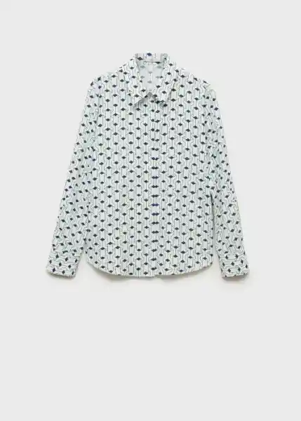 Camisa Basic Azul Talla M Mujer Mango