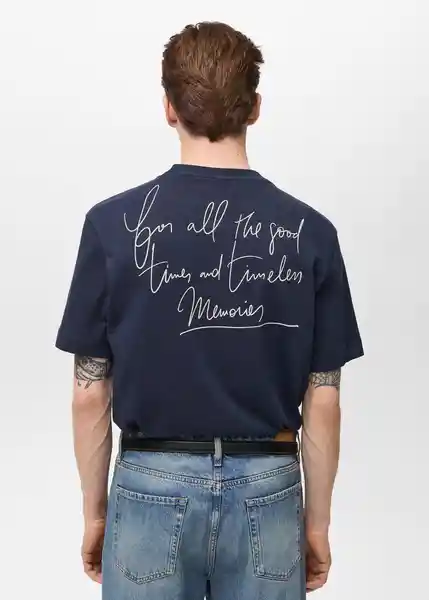 Camiseta Mvpna Navy Talla L Hombre Mango