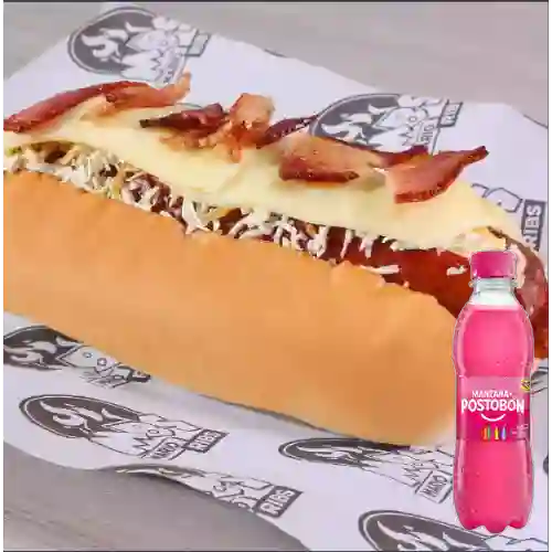 Combo Perro Suizo Gratinado + Postobón Manzana 250 ml