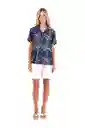Camisa Wonder Palmeras Azul XS Mercedes Campuzano