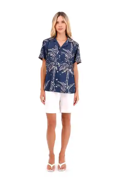 Camisa Wonder Palmeras Azul XS Mercedes Campuzano