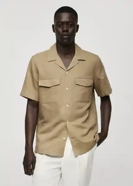 Camisa Sol Khaki Talla M Hombre Mango