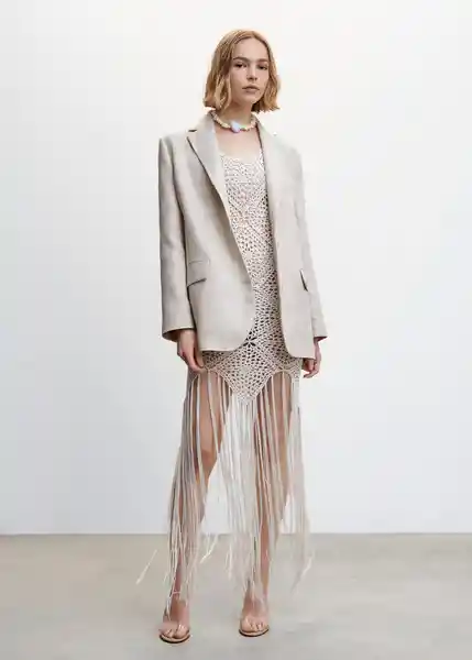 Blazer Americana Noel Beige Talla M Mujer Mango