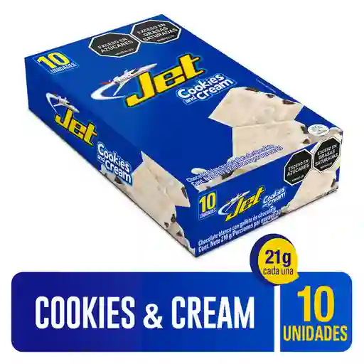 Jet Chocolatina Cookies And Cream X 10 Unidades