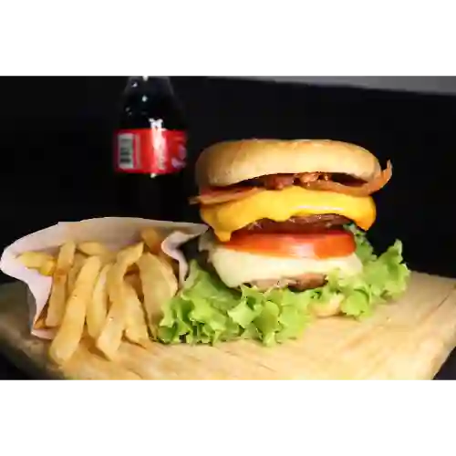 Hamburguesa Premium+papas+gaseosa