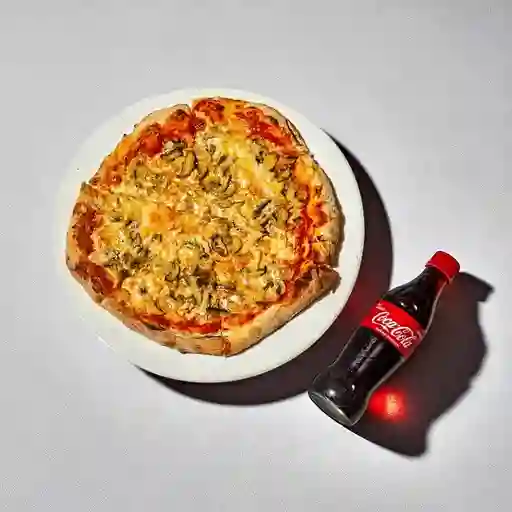 Combo Pizza Pollo Champiñones y Bebida