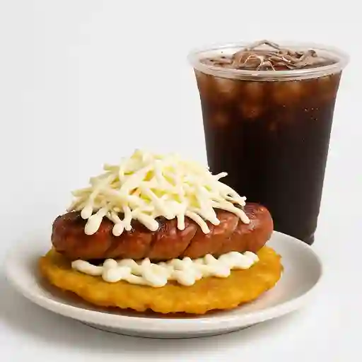 Patacón con Chorizo+ Bebida