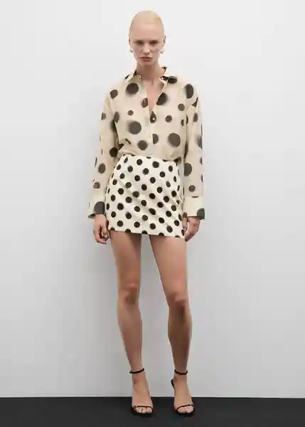 Camisa Mansur Crudo Talla M Mujer Mango