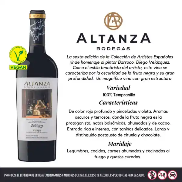 Le Altanza Vino Tempranillo Artistas Españoles J. Sorolla