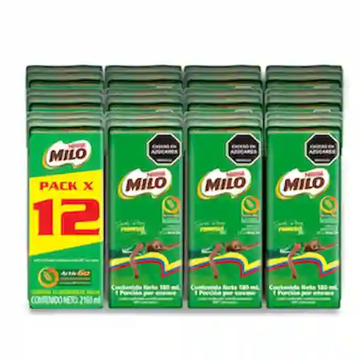 Leche Malteada Milo 180 mL x 12 Und