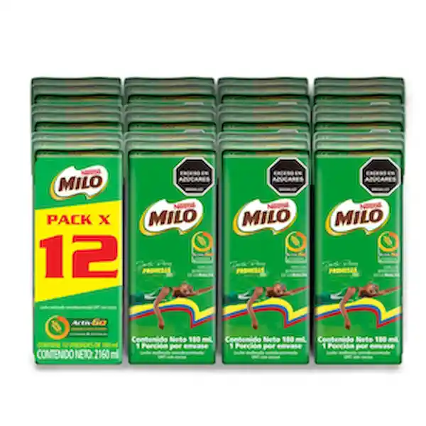 Leche Malteada Milo 180 mL x 12 Und