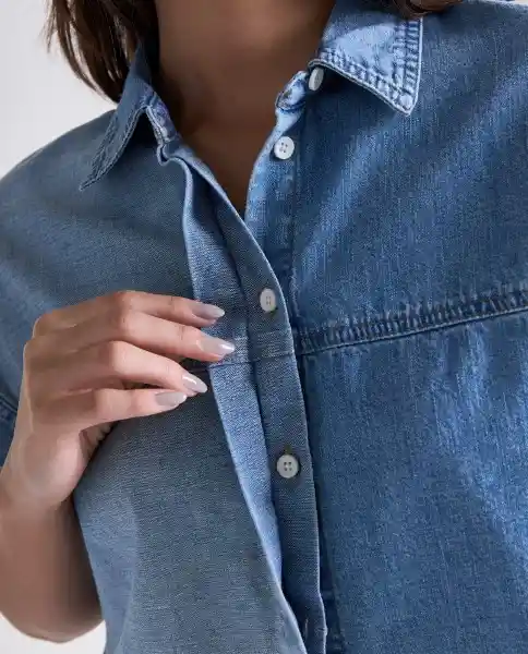 Camisa Mujer Azul Talla S 319G000_AZU114604 Americanino