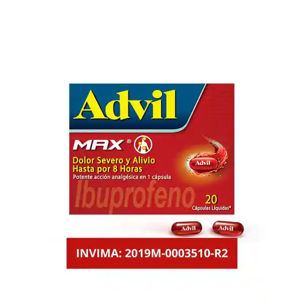 Advil Max Ibuprofeno Alivio Dolores Asociados a Inflamacion X 20