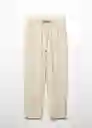 Pantalón Fluido Beige Talla 24 Mujer Mango