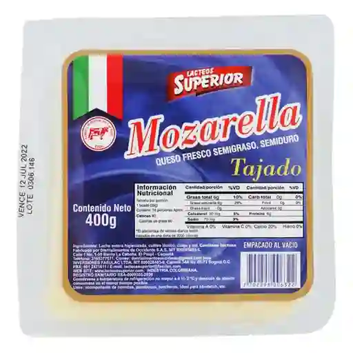 Superior Queso Lácteos Mozarella Tajado