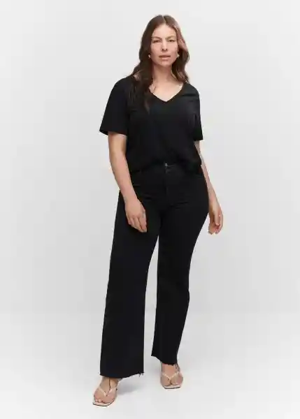 Camiseta Chalapi Negro Talla L Mujer Mango