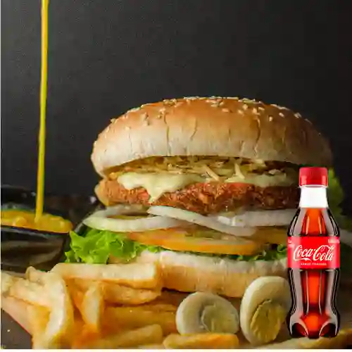 Hamburguesa Sencilla de Pollo +Cocacola Org 250ML
