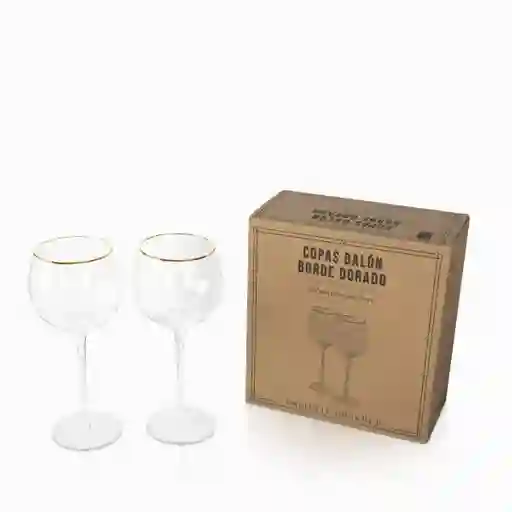 Copas Balon Borde Dorado Ambiente Gourmet